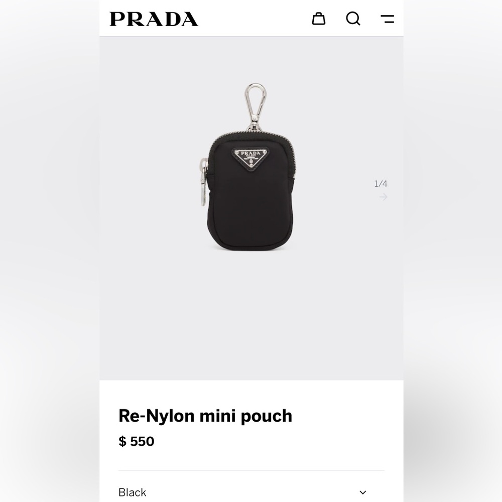 Prada mini pouch clips to bag